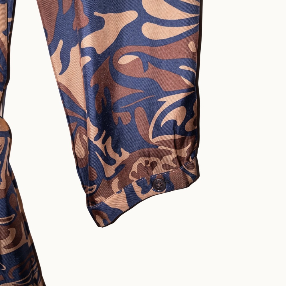J.McLaughlin Midi Shirt Dress Silk Viscose Botanical Print Tie Waist Button Up M - Picture 6 of 13